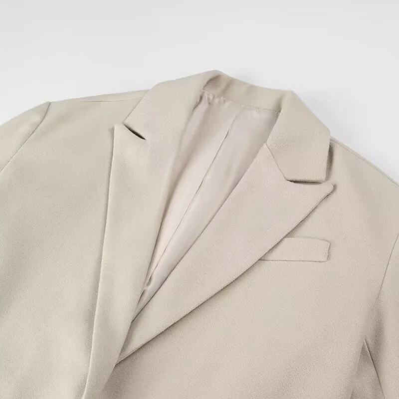 Damen Langmantel mit langem Fransen‑Saum, kastiger Oversize‑Silhouette und Reverskragen Drune