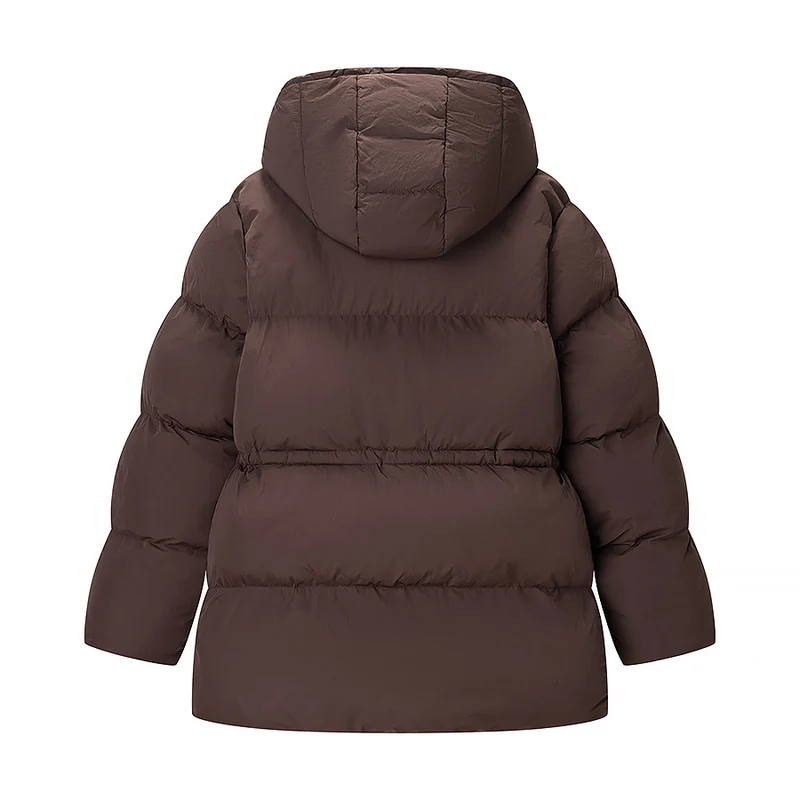 Damen Langer wattierter Parka mit Kapuze, Taillenzug und Oversize-Silhouette Drune