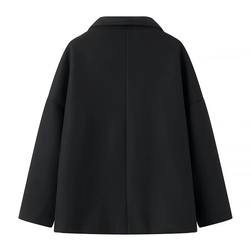 Damen Kurzmantel im Oversize‑Cut mit Doppelreiher und weitem Umschlagkragen Drune