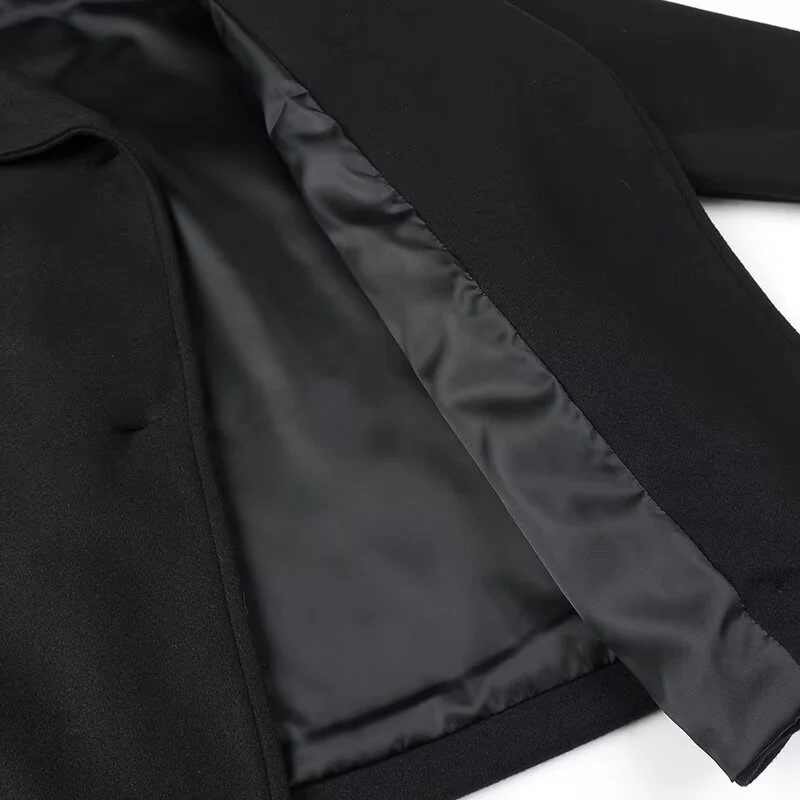 Damen Kurzmantel im Oversize‑Cut mit Doppelreiher und weitem Umschlagkragen Drune