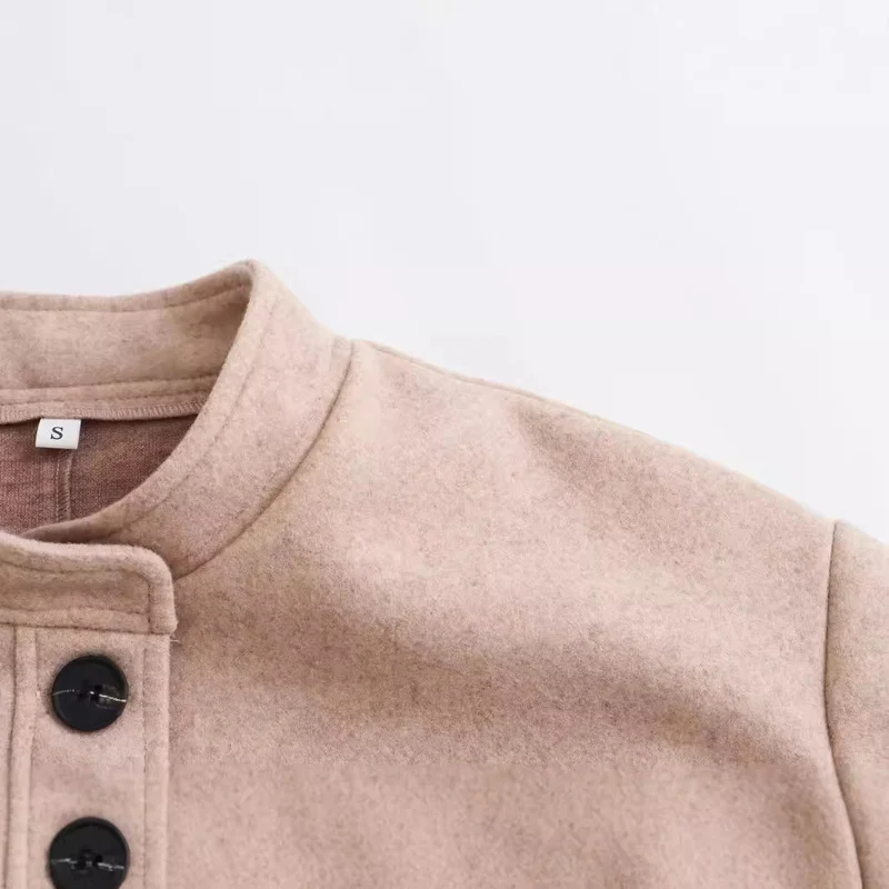 Damen Kurzjacke im Wollmix mit Rundhals, Oversize‑Passform und großen aufgesetzten Taschen Drune