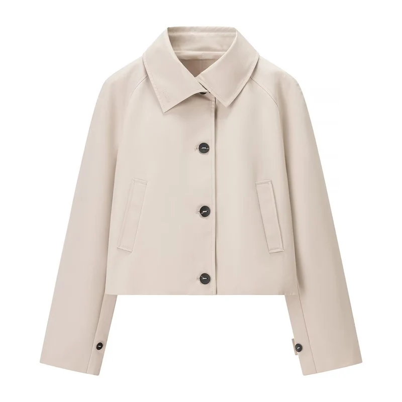 Damen Kurzjacke im Trenchstil mit kastiger Boxy‑Silhouette und Raglanärmeln Drune