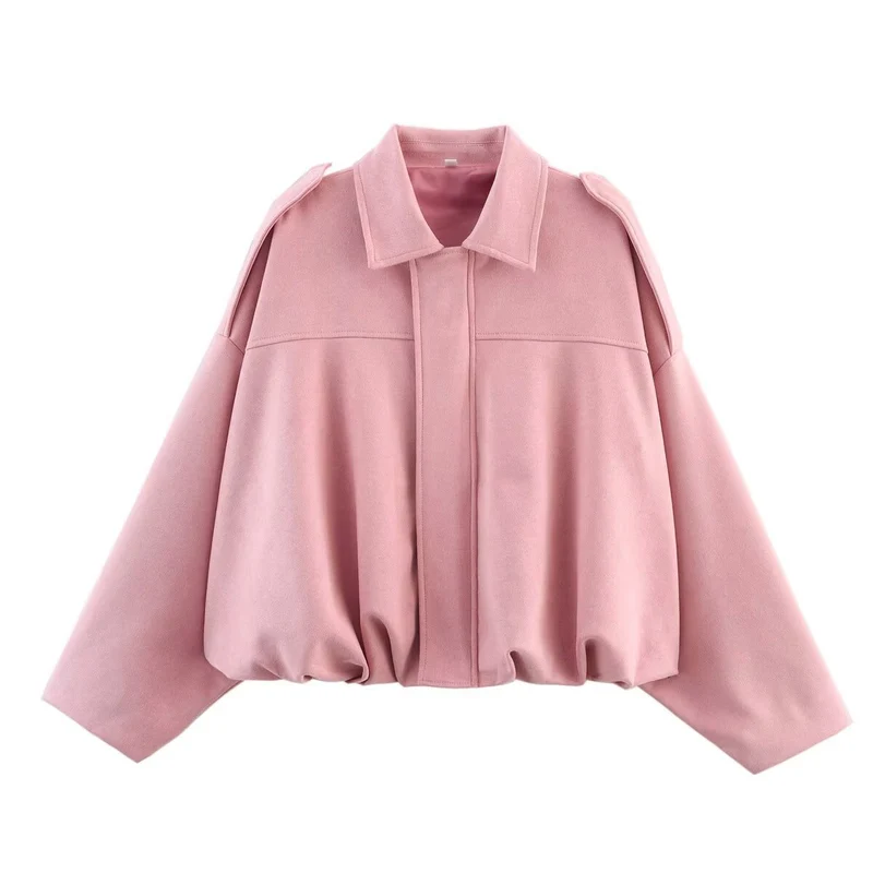 Damen Kurzjacke im Bomberstil mit Oversize‑Silhouette, Schulterklappen und elastischem Saum Drune