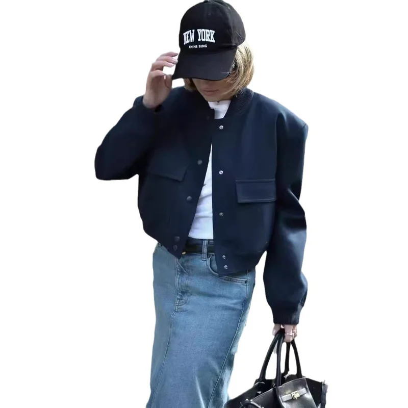 Damen Kurzjacke im Bomberstil mit Leoparden‑Fauxfell und Rippbündchen Drune
