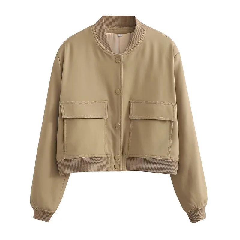 Damen Kurzjacke im Bomberstil mit Leoparden‑Fauxfell und Rippbündchen Drune
