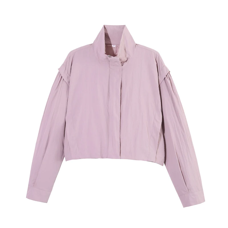 Damen Kurzjacke im Blousonstil mit Stehkragen und gerafften Raglanärmeln Drune