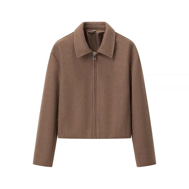 Damen Kurzjacke aus Wollmix mit Reißverschluss und kastiger Oversize-Silhouette Drune