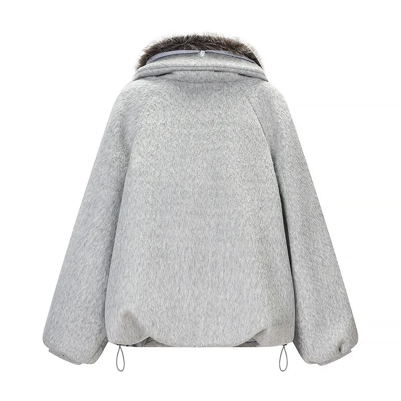 Damen Kurzjacke aus Kunstfell im Oversize‑Cut mit voluminösem Webpelzkragen Drune