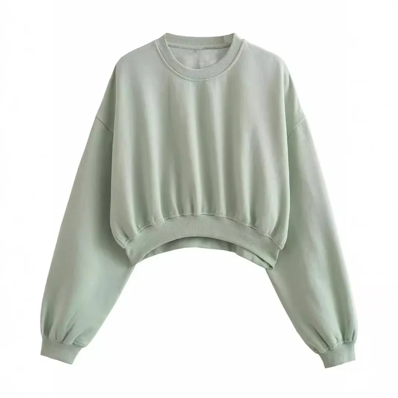 Damen Kurzes Oversize‑Sweatshirt mit gerafftem Saum und Ballonärmeln Drune