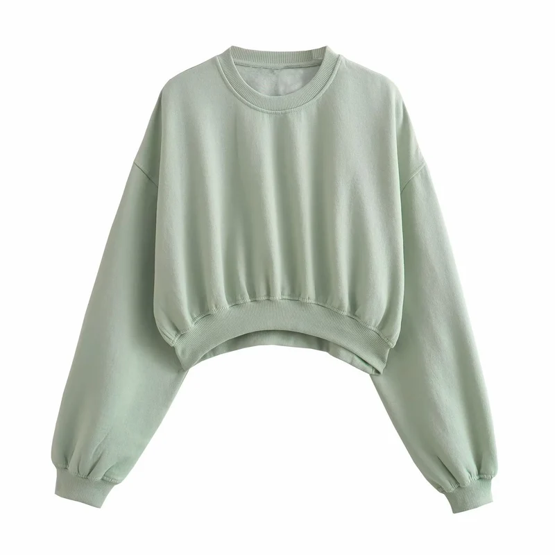 Damen Kurzes Oversize‑Sweatshirt mit gerafftem Saum und Ballonärmeln Drune