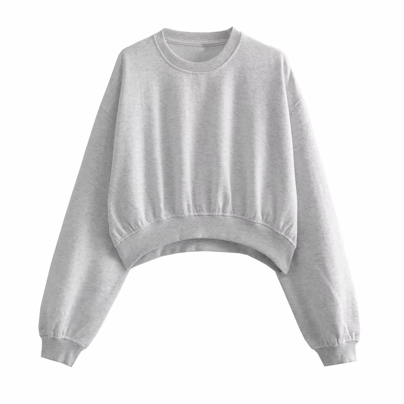 Damen Kurzes Oversize‑Sweatshirt mit gerafftem Saum und Ballonärmeln Drune