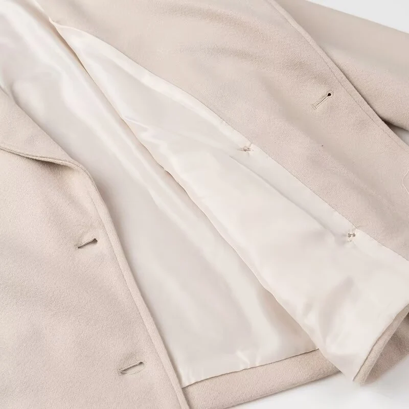 Damen Kurzer Zweireihiger Boxy-Peacoat aus Wollmix mit weitem Revers Drune