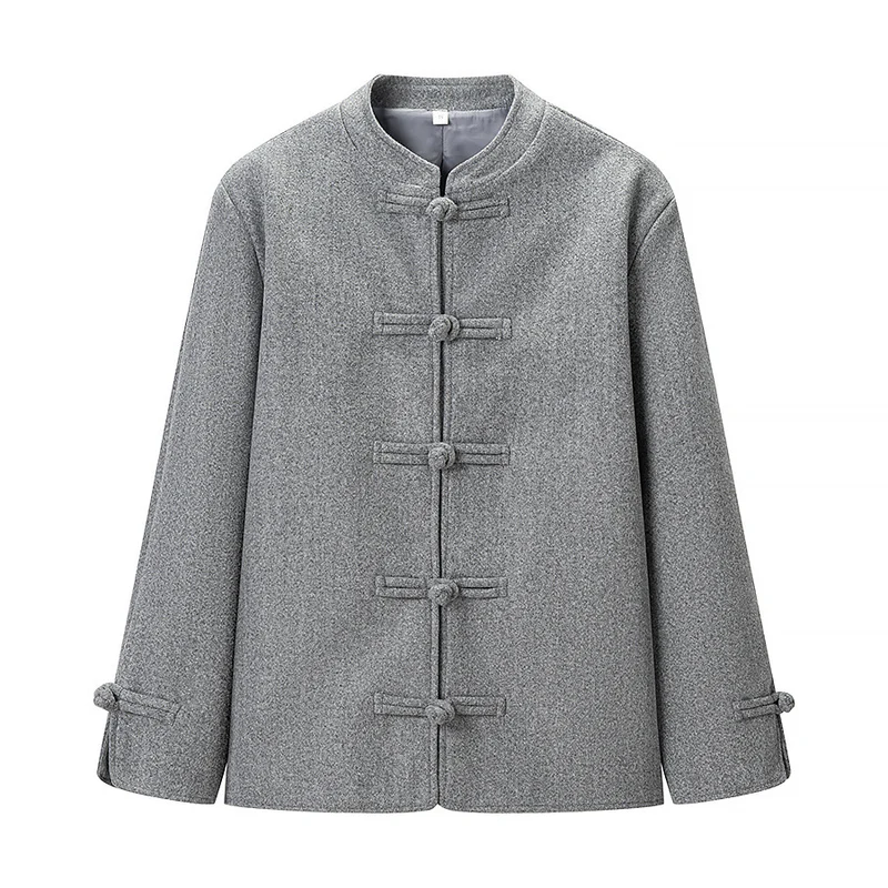 Damen Kurzer Wollmantel mit Knebelverschlüssen und Oversized-Schnitt Drune