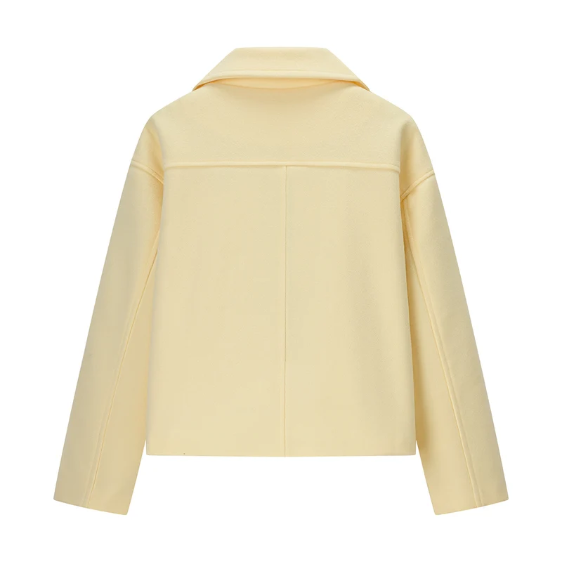 Damen Kurzer Oversize Wollmix Doppelreiher mit weitem Revers Drune