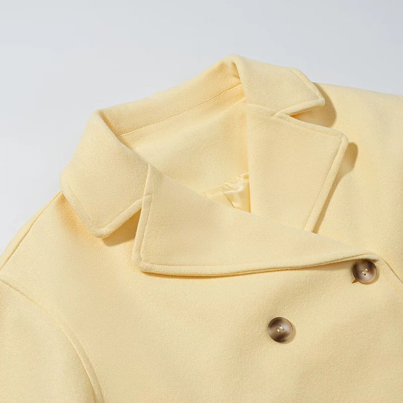 Damen Kurzer Boxy-Peacoat im Wollmix mit doppeltreihiger Knopfleiste und Paspeltaschen Drune