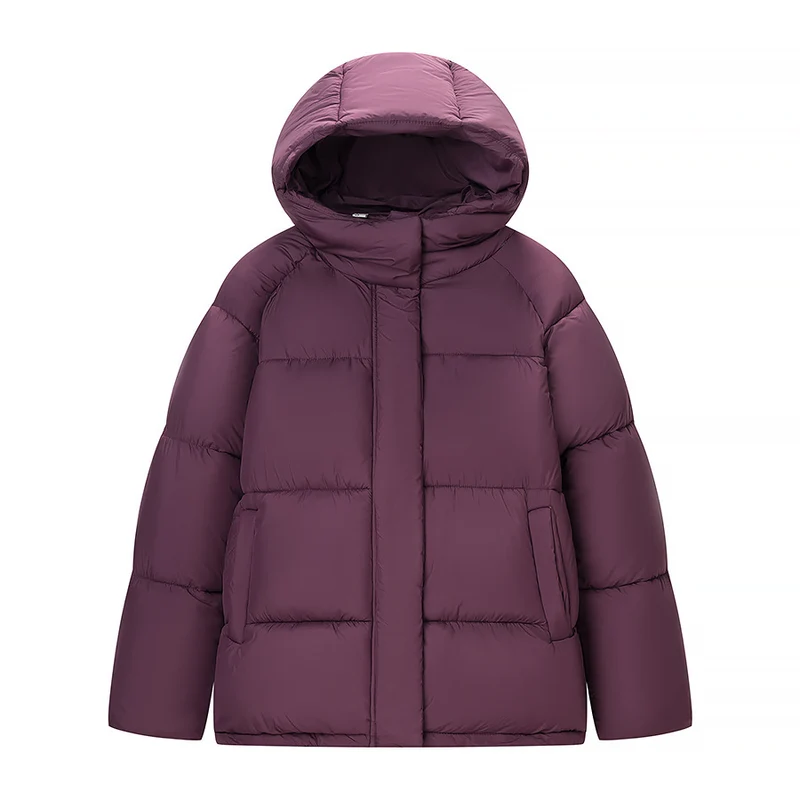 Damen Kurze wattierte Oversize‑Steppjacke mit hohem Stehkragen und Kapuze Drune