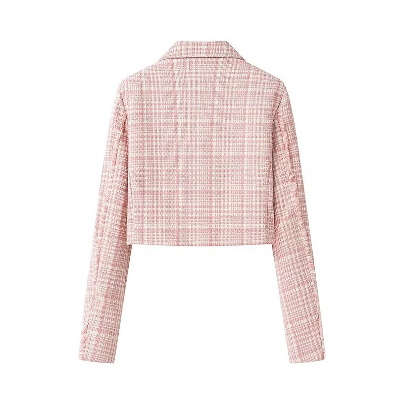 Damen Kurzblazer im Bouclé‑Tweed mit Reverskragen und Zierknöpfen Drune