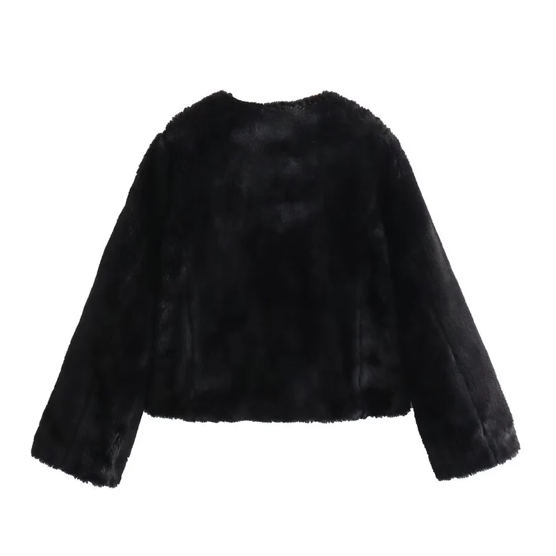 Damen Kurz geschnittene Teddyjacke mit Knebelverschlüssen und aufgesetzten Taschen Drune