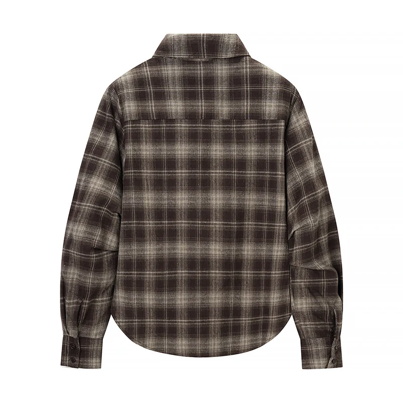 Damen Kariertes Baumwollhemd mit Wickel‑Drapierung und Oversize‑Silhouette Drune