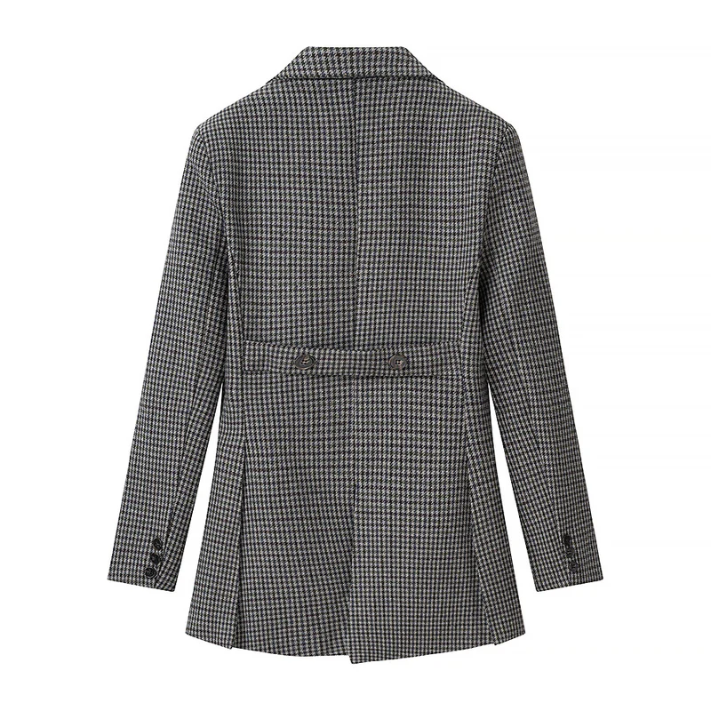 Damen Hahnentritt-Blazer mit Schwalbenschwanz-Detail und taillierter Silhouette Drune