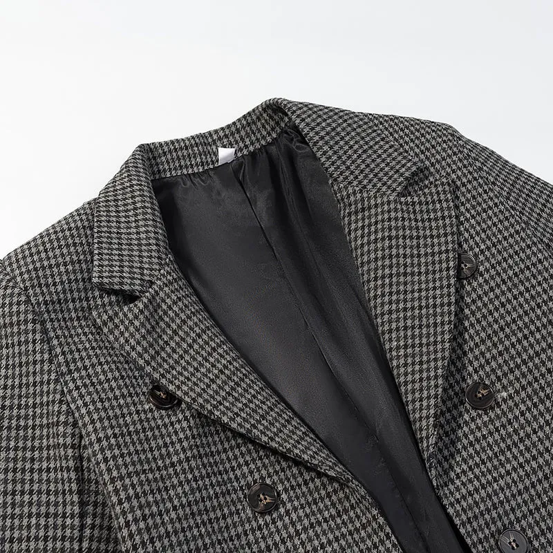 Damen Hahnentritt-Blazer mit Schwalbenschwanz-Detail und taillierter Silhouette Drune