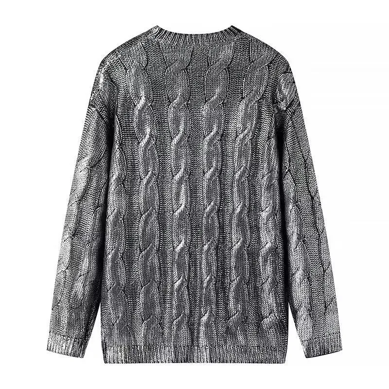 Damen Grobgestrickter Zopfstrick-Pullover mit Rundhals und Oversize-Schnitt Drune
