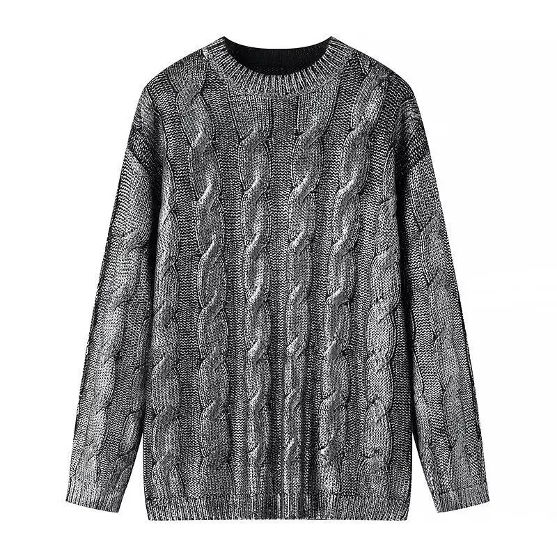 Damen Grobgestrickter Zopfstrick-Pullover mit Rundhals und Oversize-Schnitt Drune