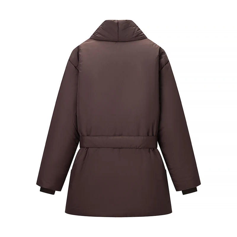 Damen gesteppte Taillengürtel-Steppjacke mit Schalkragen Drune