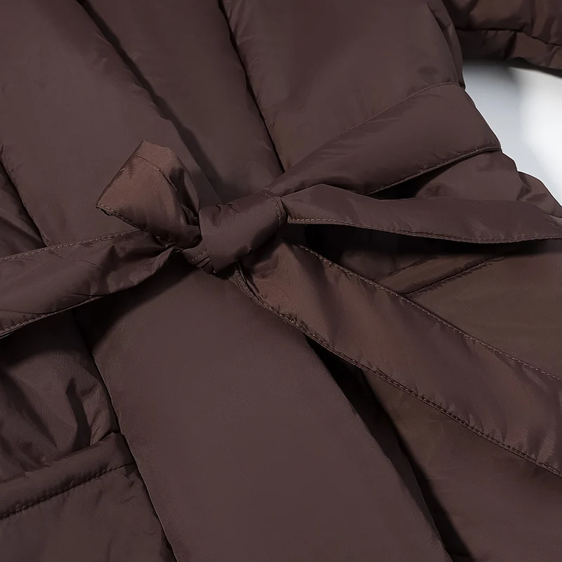 Damen gesteppte Taillengürtel-Steppjacke mit Schalkragen Drune