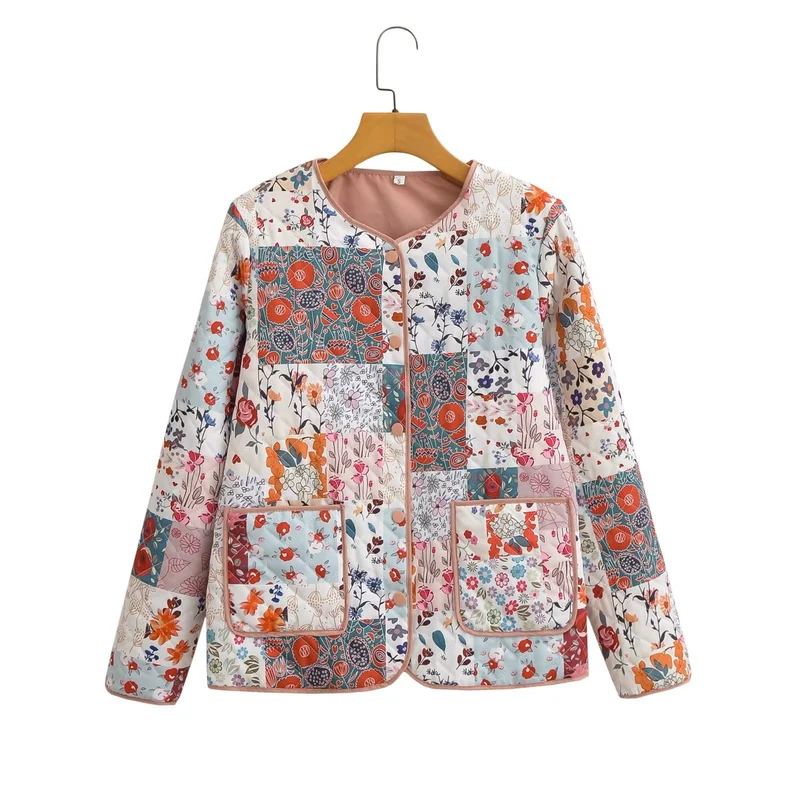 Damen Gesteppte Patchwork-Jacke Weste und Minirock-Set Drune