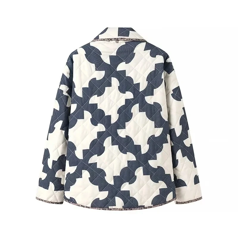 Damen Gequiltete Oversize-Jacke mit Patchworkmuster und weiter Kimono-Ärmel Drune