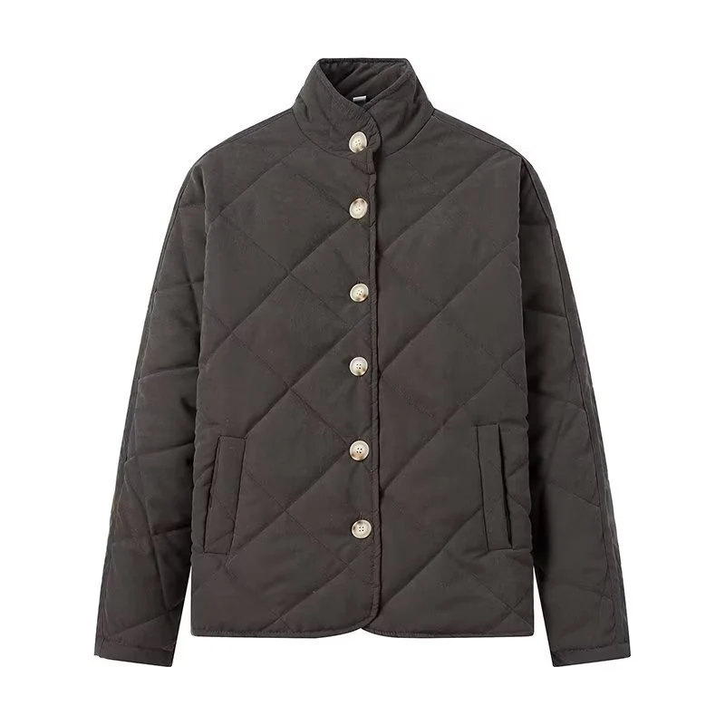 Damen Gepolsterte Steppjacke mit Stehkragen und Oversize-Schnitt Drune