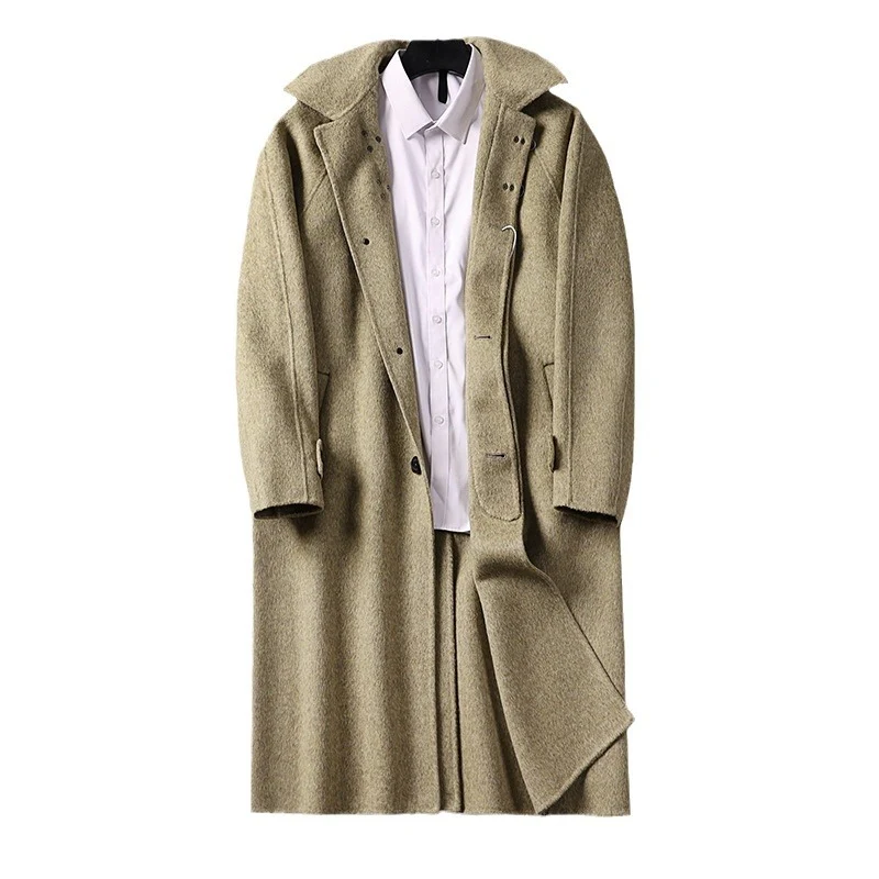 Herren Gerader Wollmix-Longcoat mit verdeckter Front und dekorativen Knebelverschlüssen Drune