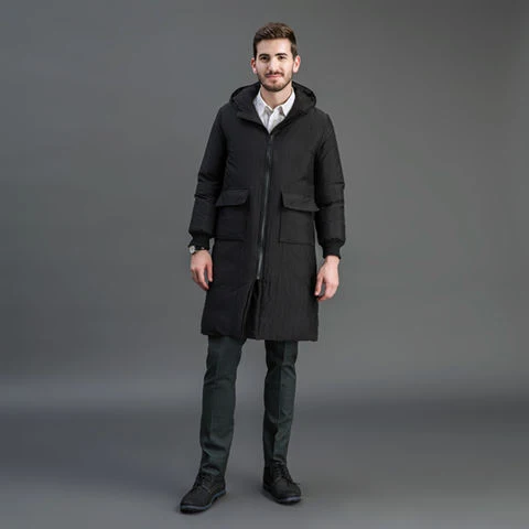 Herren Gefütterter Funktions-Parka mit Kapuze und knieumspielender Steppfüllung Drune