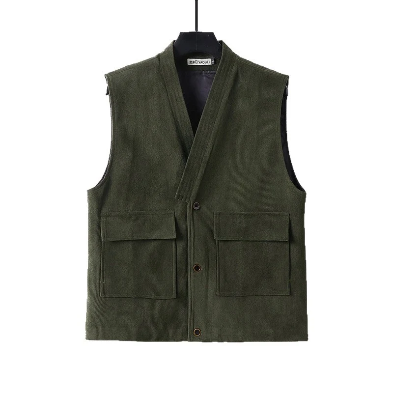 Herren Feincord-Weste mit aufgesetzten Taschen und Satinfutter Drune
