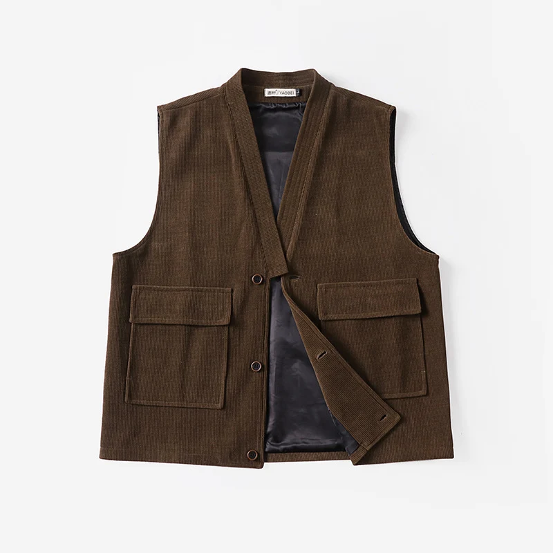 Herren Feincord-Weste mit aufgesetzten Taschen und Satinfutter Drune