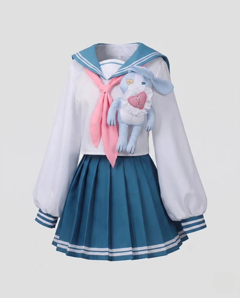 Damen Cosplay-Kleid mit detailliertem Bunny-Design und Schuluniform-Elementen Drune