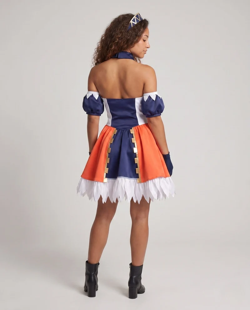 Damen Cosplay-Kleid mit eleganten Rüschendetails und vielseitigen Accessoires Drune