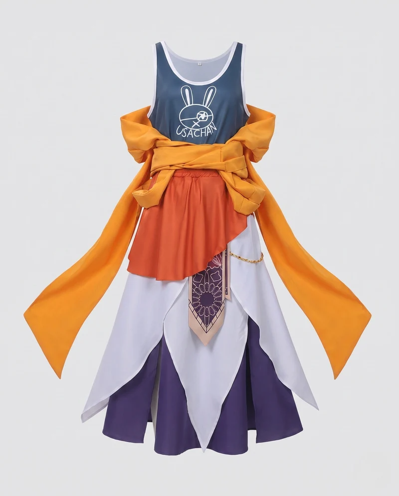 Damen Cosplay-Kleid mit eleganten Rüschendetails und vielseitigen Accessoires Drune