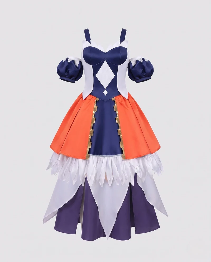 Damen Cosplay-Kleid mit eleganten Rüschendetails und vielseitigen Accessoires Drune