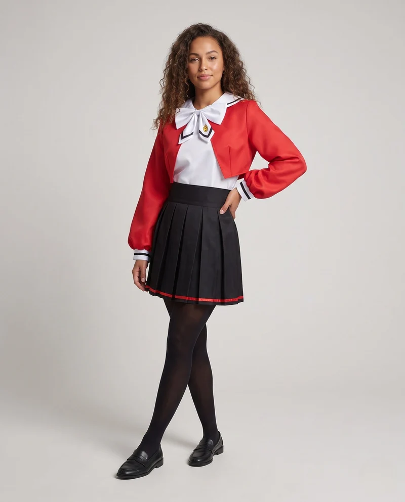 Damen Cosplay-Kleid mit schickem Kragen und üppigem Rock Drune