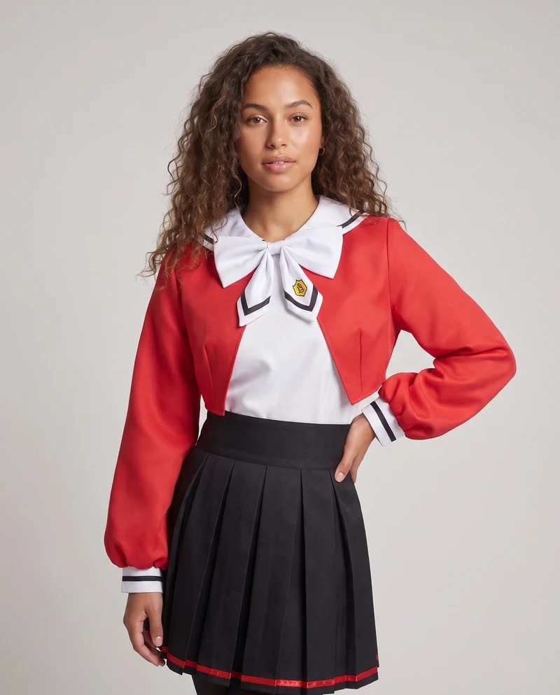 Damen Cosplay-Kleid mit schickem Kragen und üppigem Rock Drune