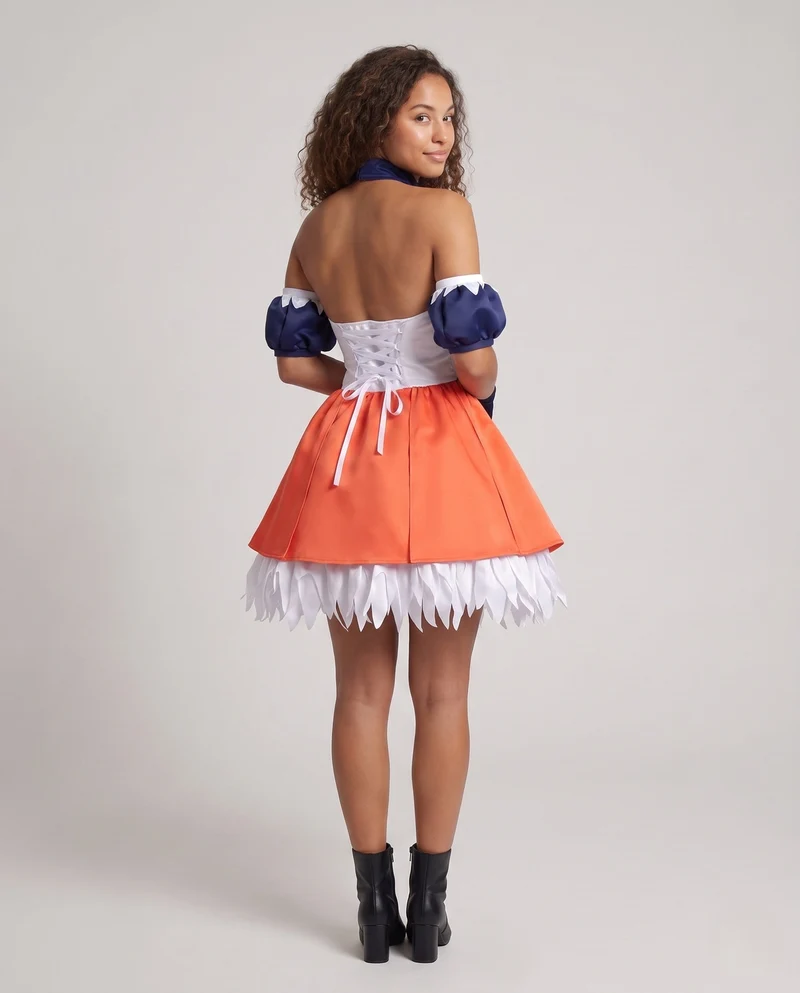 Damen Cosplay-Kleid mit stilvollen Ärmeln und aufwendigen Applikationen Drune