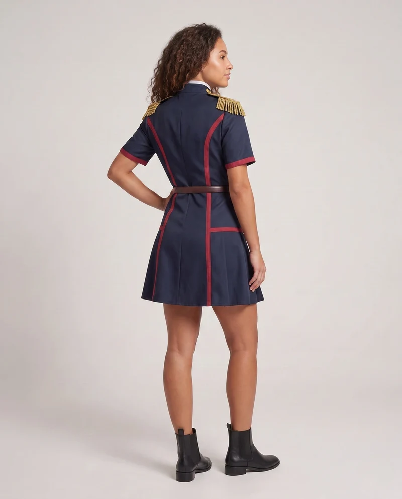 Damen Cosplay-Kostümset mit historischer Uniformjacke, Handschuhen und Accessoires Drune