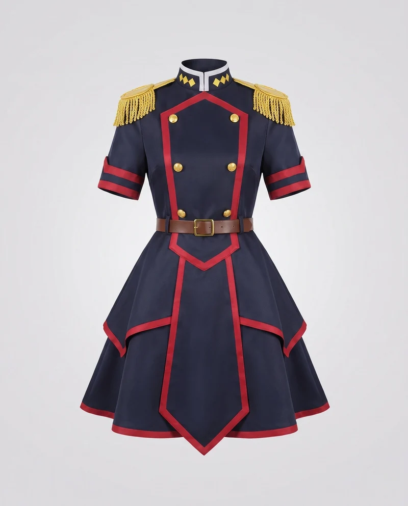 Damen Cosplay-Kostümset mit historischer Uniformjacke, Handschuhen und Accessoires Drune