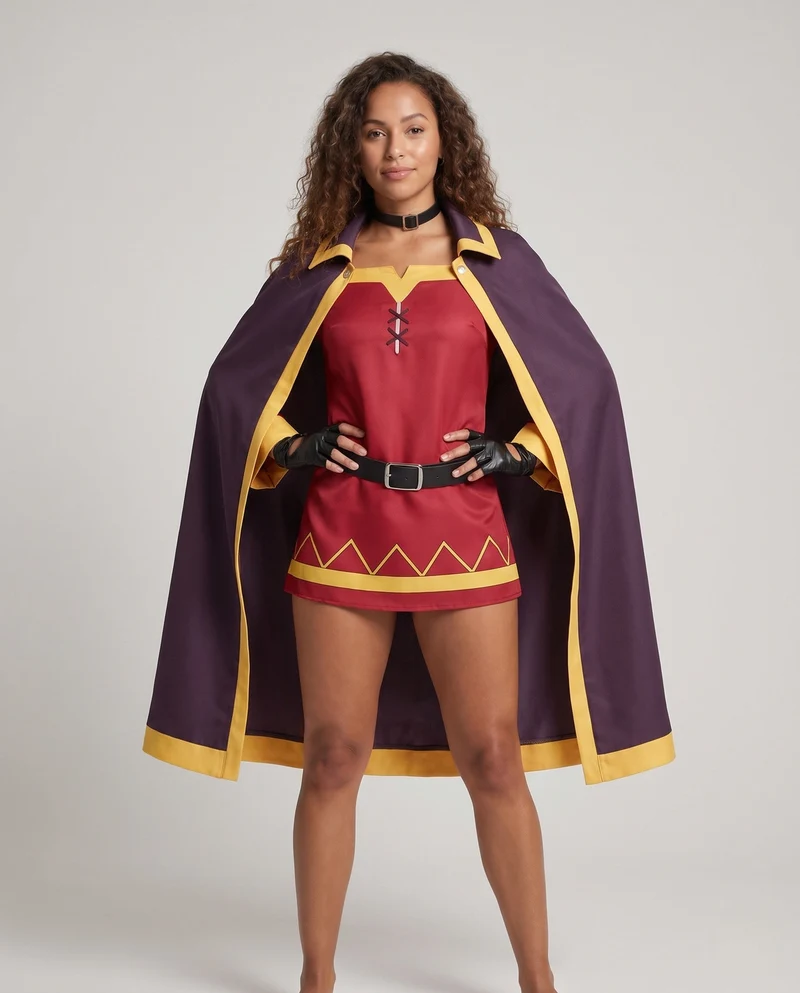 Damen Cosplay-Kostümset mit magischer Robe, Hut und Accessoires Drune