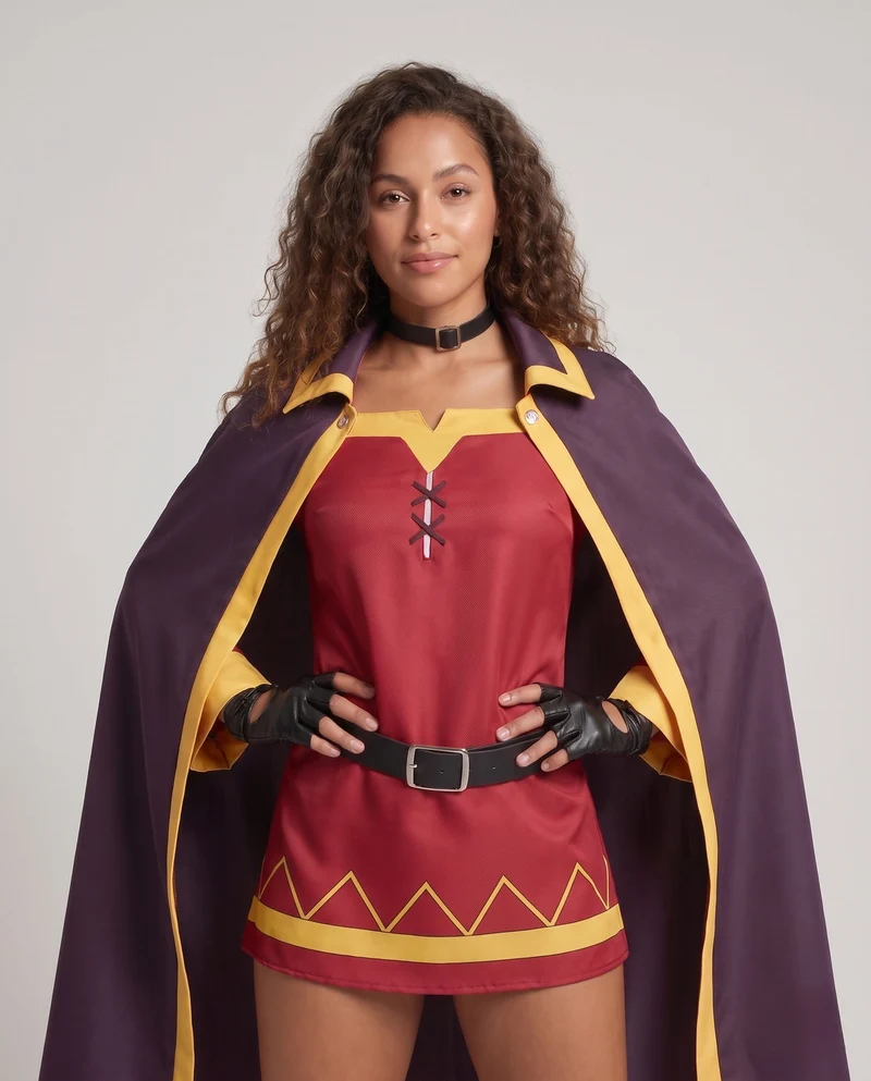 Damen Cosplay-Kostümset mit magischer Robe, Hut und Accessoires Drune