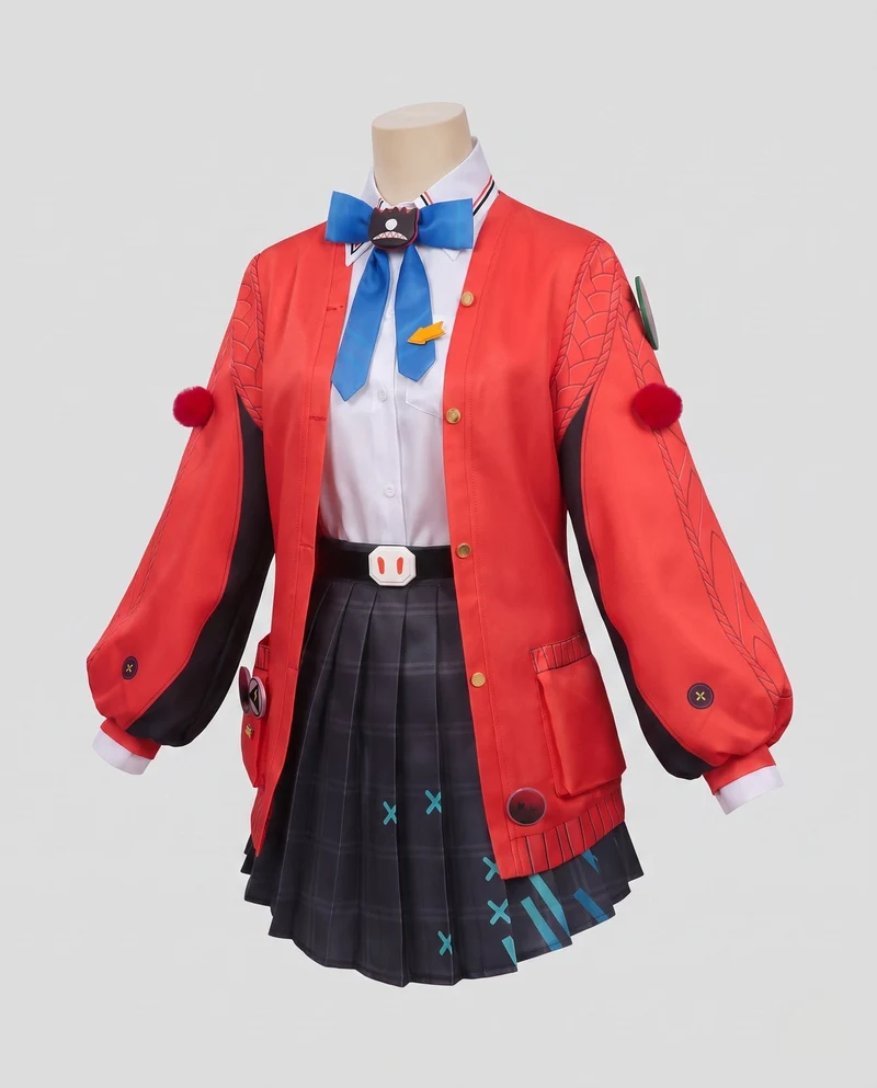 Damen Cosplay-Kostümset mit stilvollem Jacken- und Rock-Design Drune