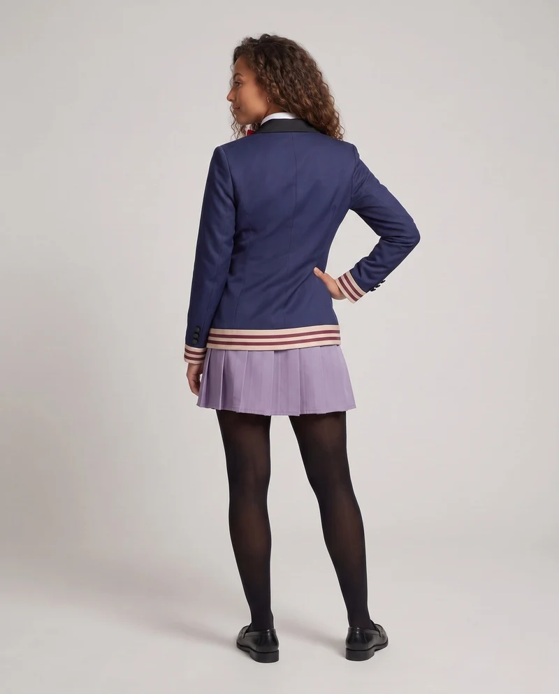 Damen Cosplay-Schuluniform-Set mit Rock, Hemd, Weste und Fliege Drune