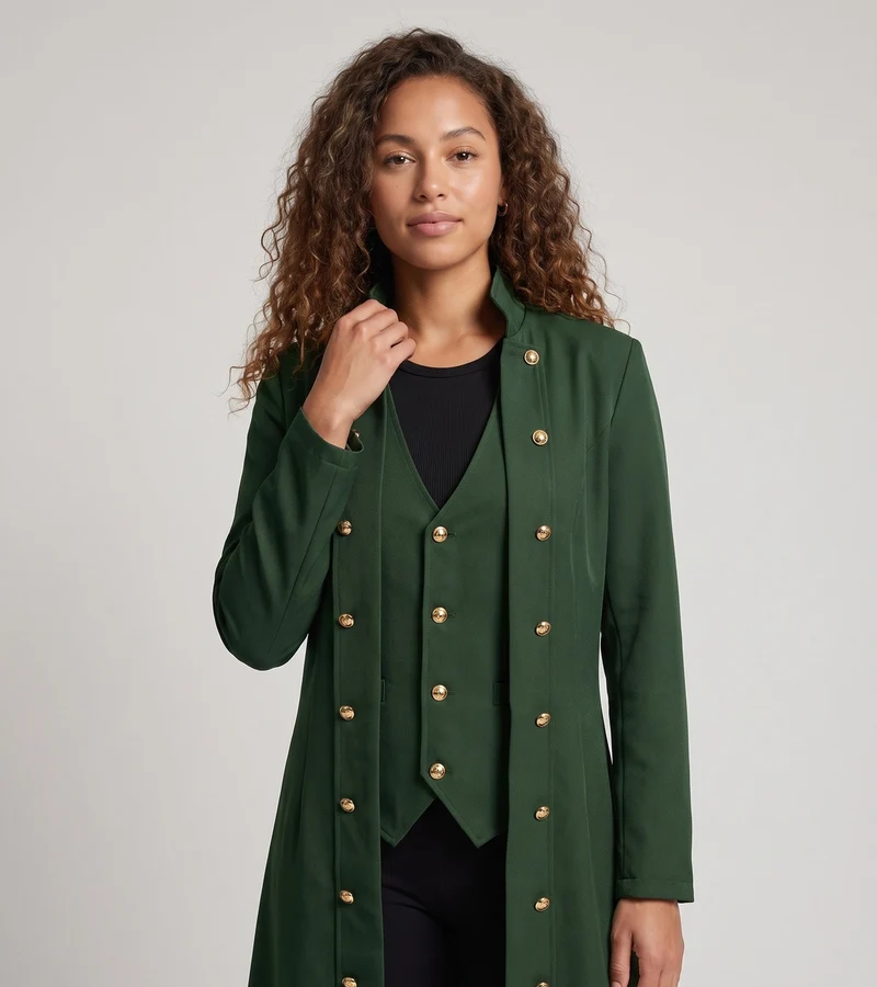 Damen elegante Frackjacke mit goldenen Knöpfen Drune